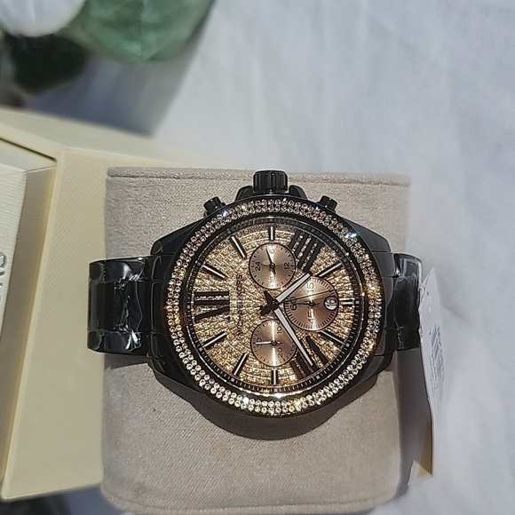 NWT BLACK n ROSE GOLD 42mm MICHAEL KORS WATCH - Picture 5 of 5